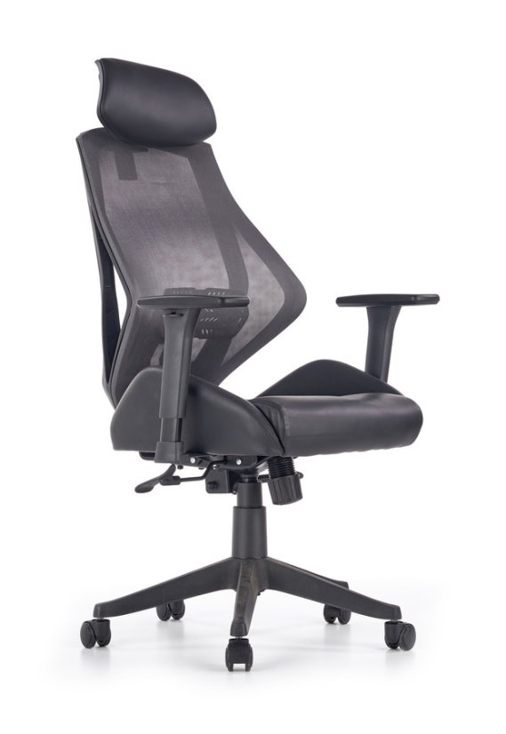Kancelárska ergonomická stolička HASEL — ekokoža/sieť, čierna