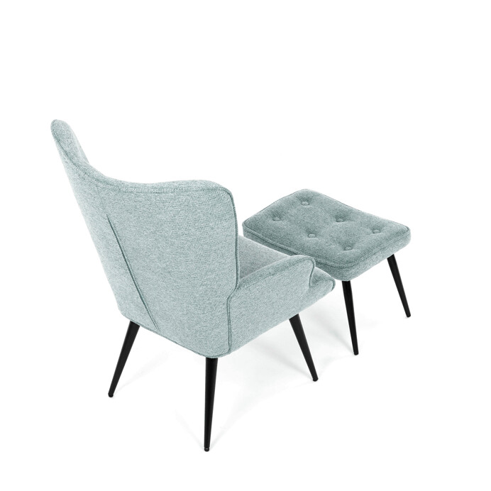 Luxusní relaxační křeslo NUVOLA s taburetem –  vodoodpudivá, sametová, modrá látka Autronic