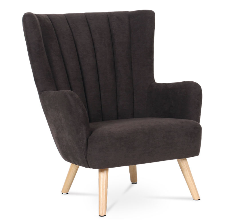 Relaxačné kreslo ušiak MASET — masív, látka hnedá, nosnosť 130 kg