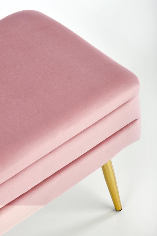 Taburet VELVA s úložným priestorom - kov, látka, zlatá/ružová