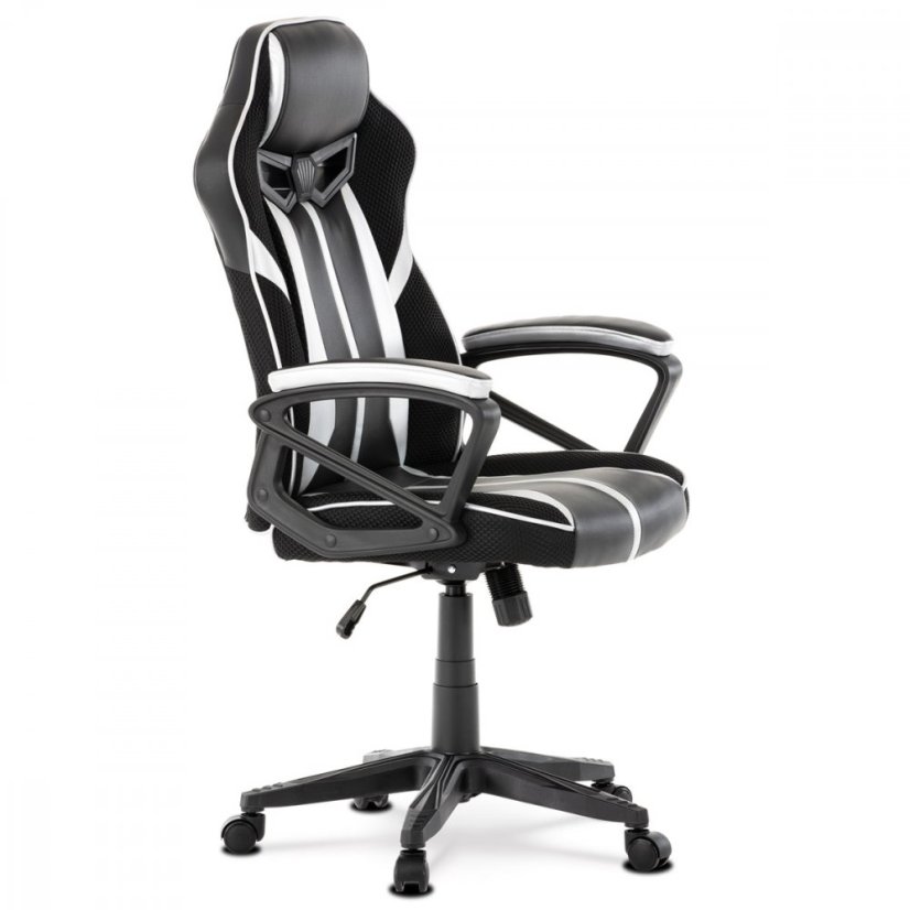 Herné kreslo LANCER — látka, ekokoža, čierna / biela