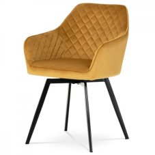 Jídelní otočné křesílko YELD — kov, látka, žlutá Autronic