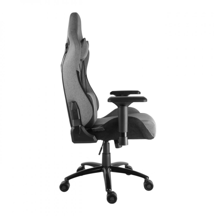 Herní židle IRON XXL — látka, černá / šedá, nosnost 140 kg