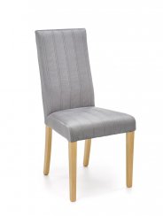 Jedálenská stolička DIEGO 3 — zamat, medový dub, svetlo šedá