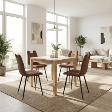 Jídelní židle FORMA – hnědá látka, černé kovové nohy