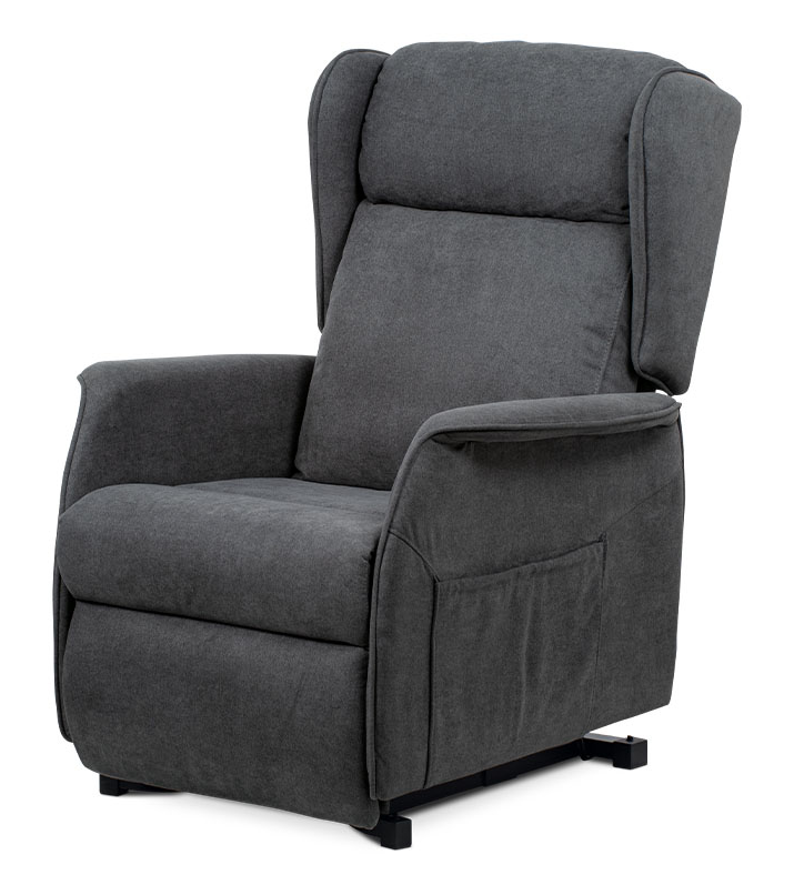 TV křeslo ušák SANDUR s elektrickým polohováním — šedá látka, kov Autronic