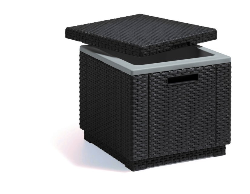 Zahradní chladící box CUBE — umělý ratan, grafit