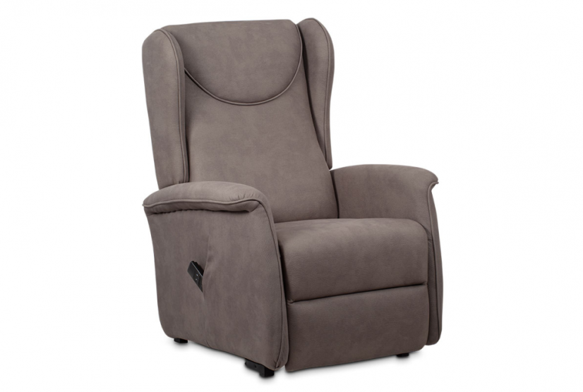 TV křeslo ušák MARLON s elektrickým polohováním — hnědá látka, 2 motory, nosnost 140 kg Autronic