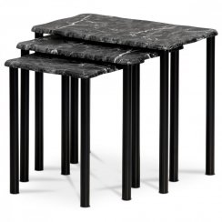 Set konferenčných stolíkov GORDIE — kov, dekor čierny mramor