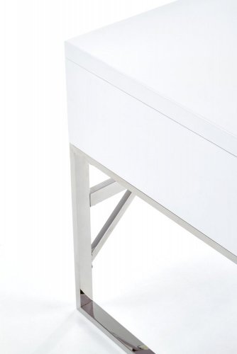 Psací stůl LESTER — chrom, bílá