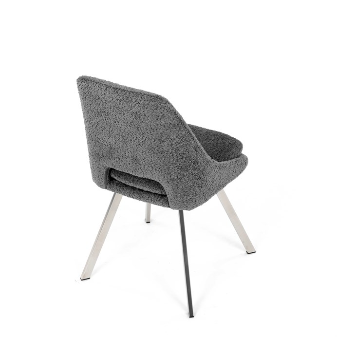 Elegantní šedá jídelní židle RINA s broušenými kovovými nohami (vzorek z prodejny)