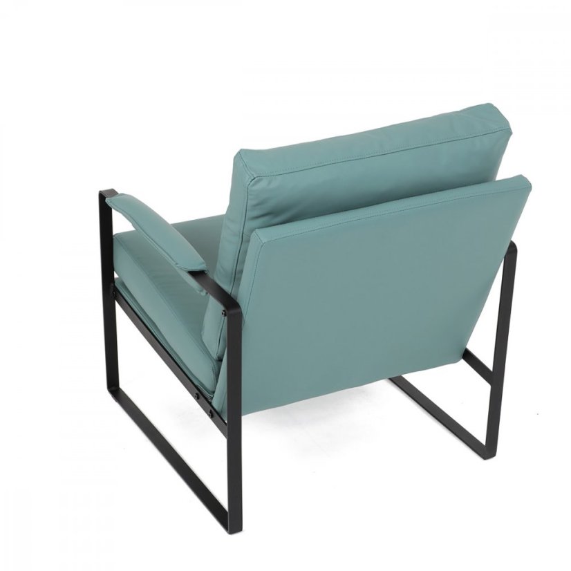 Dizajnové kreslo TUVIN — kov, ekokoža, modrá