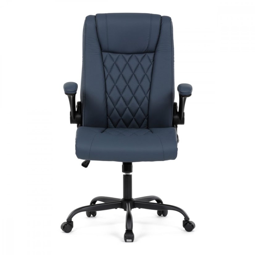 Kancelárske kreslo CYRUS — kov, ekokoža, modrá