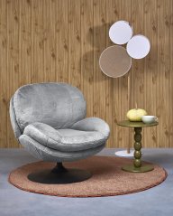 Elegantné SHELL Relaxačné Kreslo z Šedej Tkaniny