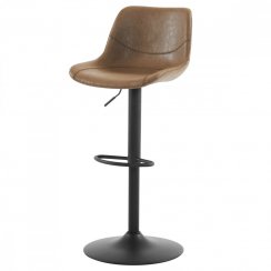 Barová stolička STEIN — kov, ekokoža, čierna / krémová