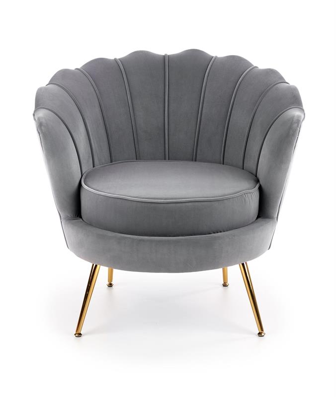 Designové křeslo AMORINITO — kov, šedá látka Halmar