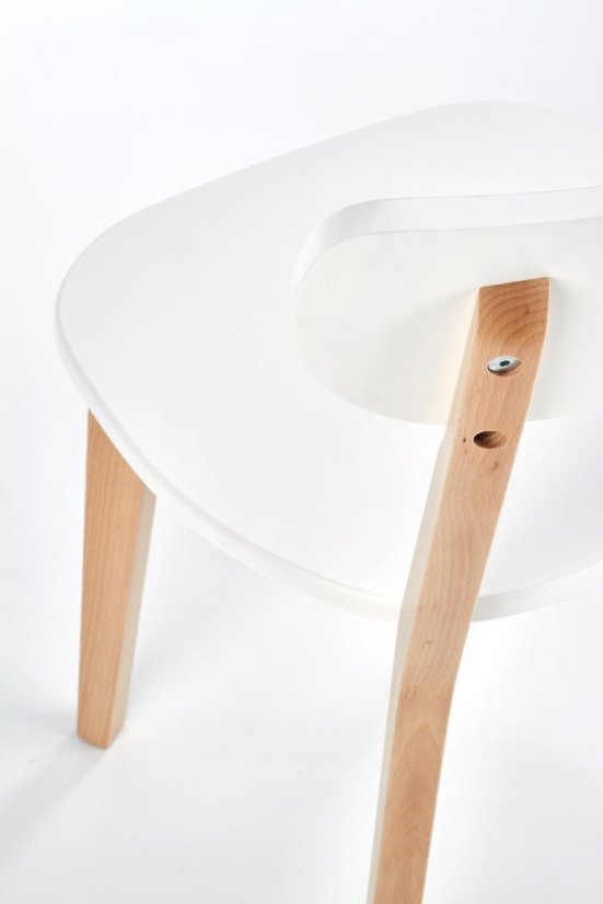 Jedálenská stolička BUGGI – masív, MDF, buk / biela