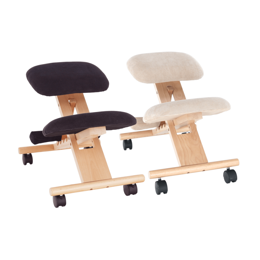 Ergonomická kľakačka GROCO – krémová látka, drevo buk