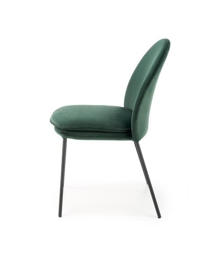 Jedálenská stolička HIXON — kov, zamatová látka, zelená