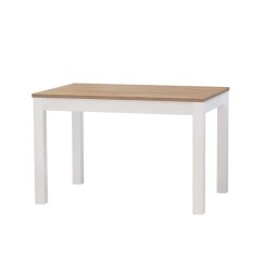 Jídelní stůl CASA Mia (120 x 80 cm + 40 rozklad) – deska dub halifax tabák/ podnož bílá (vzorek z prodejny)