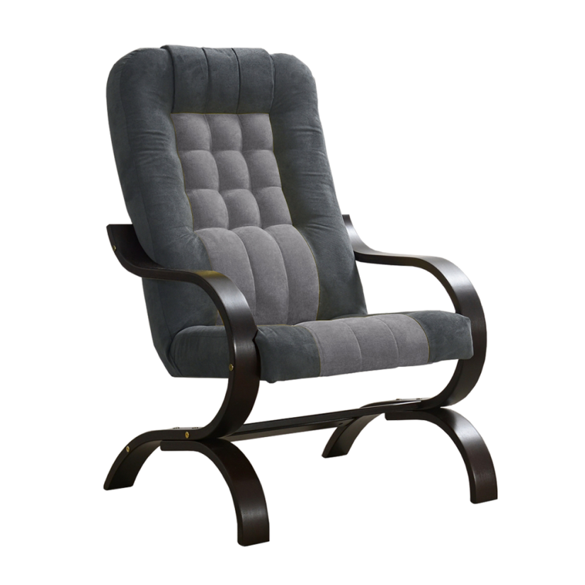 Relaxační křeslo GURU — masiv, látka, ořech / šedá Kondela