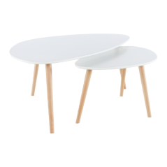 Set konferenčných stolíkov FOLKO — biela / buk