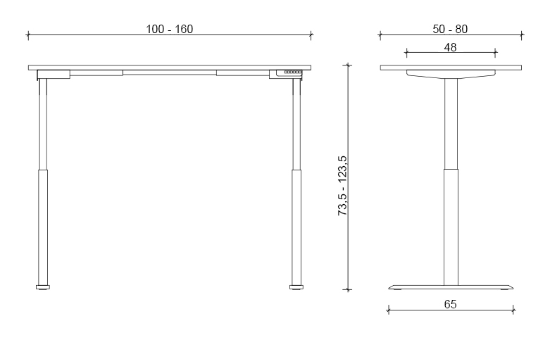 Elektricky výškově nastavitelný stůl SILENT — bílý, bez desky Antares