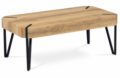 Konferenčný stolík TINGE — 110x60x43 cm, MDF bielený dub, čierny kov
