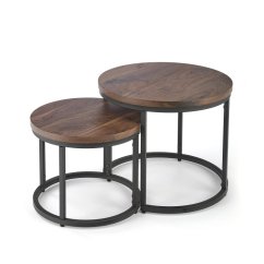 Set konferenčních stolků OREO — ořech / černá Halmar
