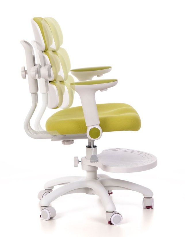 Detská rastúca stolička GRIDDY — látka, biela / zelená