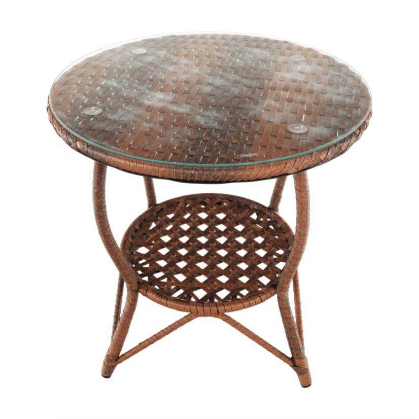 Zahradní set JARUB — ratan, sklo, hnědá Kondela