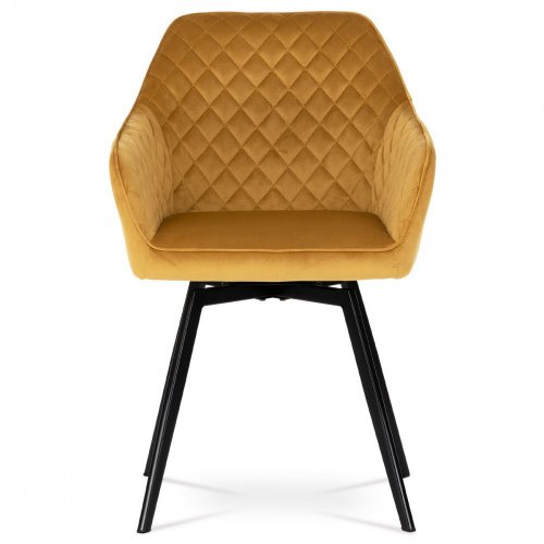 Jedálenské otočné kresielko YELD — kov, látka, žltá