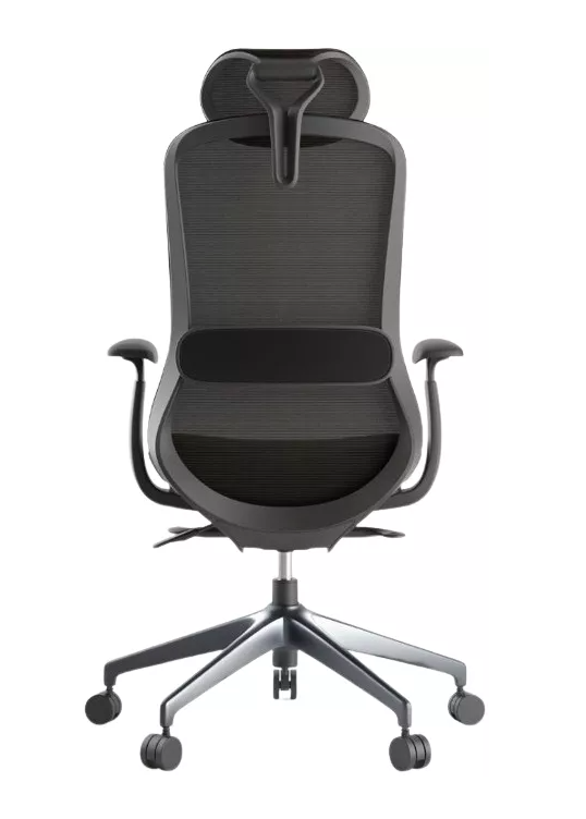 Kancelářská ergonomická židle BESSEL s podhlavníkem — síť, černý plast, nosnost 120 kg, černá MERCURY STAR