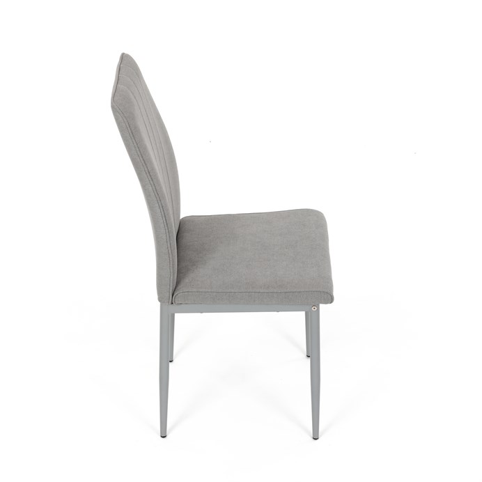 Jedálenská stolička LENA s sivým poťahom a šedými kovovými nohami