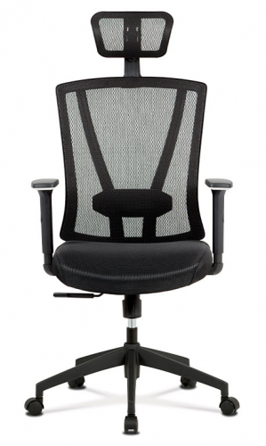 Kancelářská ergonomická židle NUOVO – černá, s podhlavníkem i bederní opěrou, nosnost 120 kg