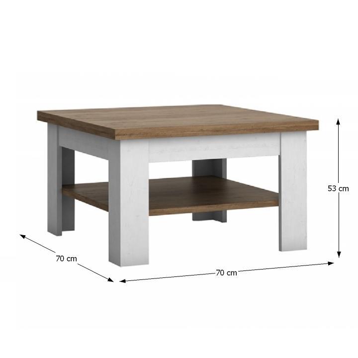 Konferenčný stôl PROVANCE — 70x70x53 cm, sosna Andersen/dub lefkas