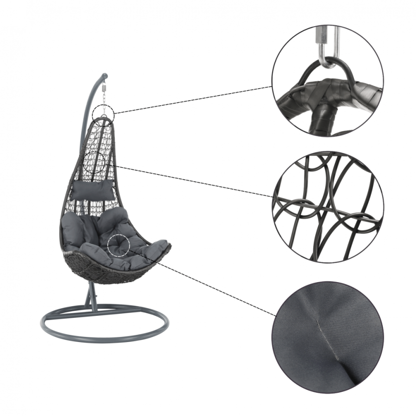 Závěsné křeslo KALEA — šedá, nosnost 130 kg Kondela