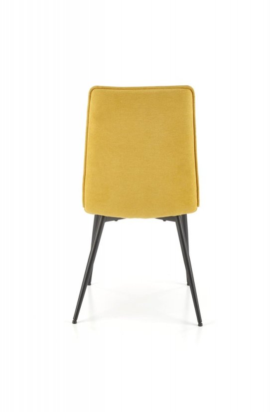 Jedálenská stolička PIRA — oceľ, látka, čierna / horčicová
