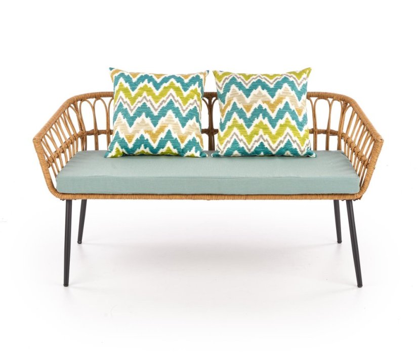 Pohovka GARDENA — umělý ratan, látka, šedá Halmar