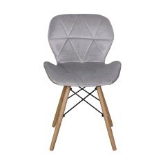 Jedálenská stolička AMBI - masív buk/kov, zamat, sivá