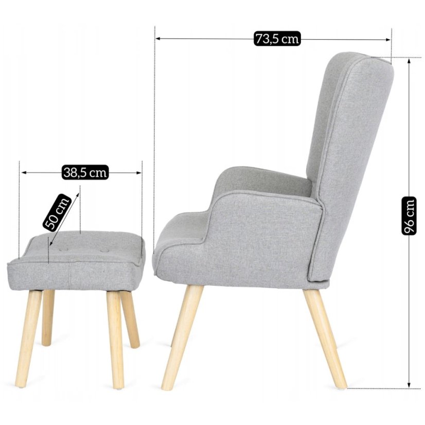 Elegantné šedé kreslo LOZANO 2 pre moderné interiéry