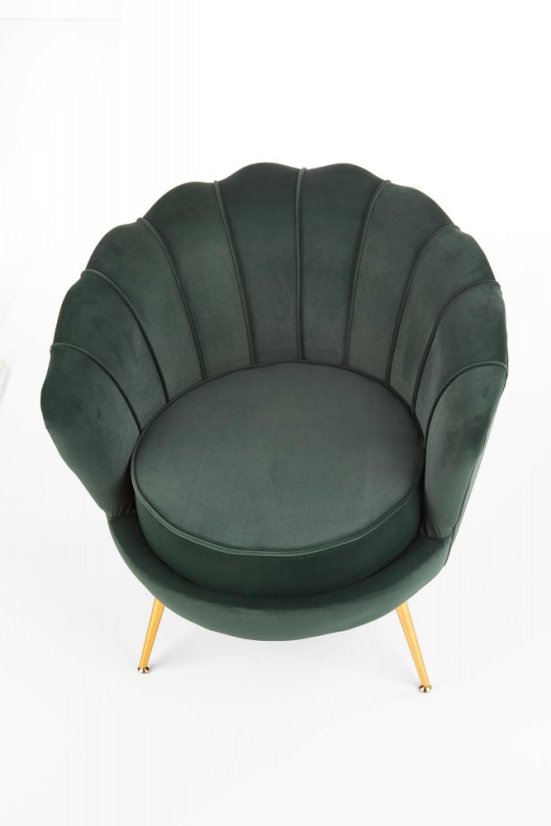 Designové křeslo AMORINITO — kov, zelená látka Halmar