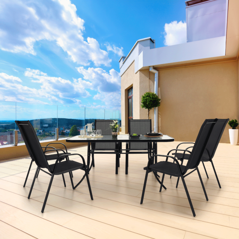 Zahradní židle ALDERA — kov, látka, tmavě šedá Kondela