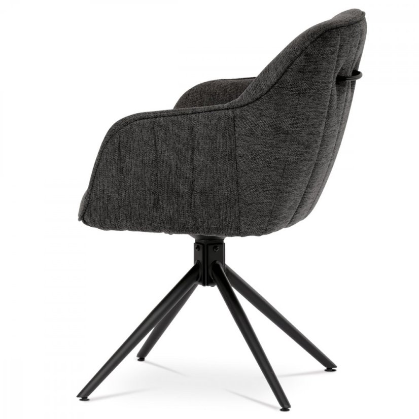 Jedálenské otočné kreslo AMON - kov, látka, čierna / šedá