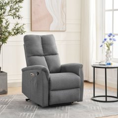 Šedé polohovací masážní křeslo THERMIO s výhřevem a USB