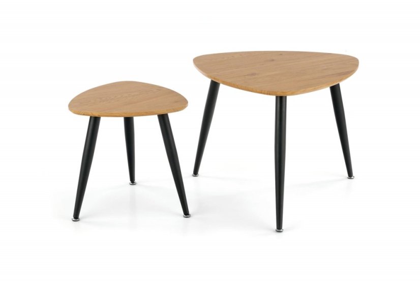 Set konferenčních stolků NICEA 2 — zlatý dub / černá Halmar