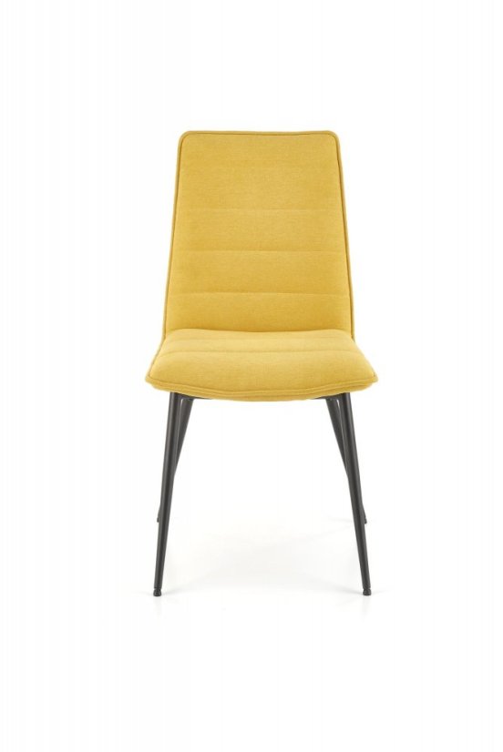 Jedálenská stolička PIRA — oceľ, látka, čierna / horčicová