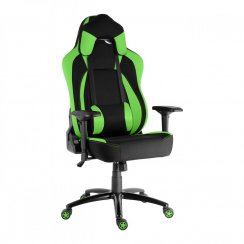 Herná stolička IRON XL — látka, čierna / zelená, nosnosť 130 kg