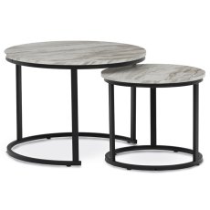 Set 2 moderních konferenčních stolků OREO 3 - s mramorovým dekorem a kovovou podnoží Autronic