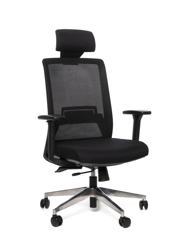 Kancelárska ergonomická stolička Sego FRAME — sieť/látka, čierna